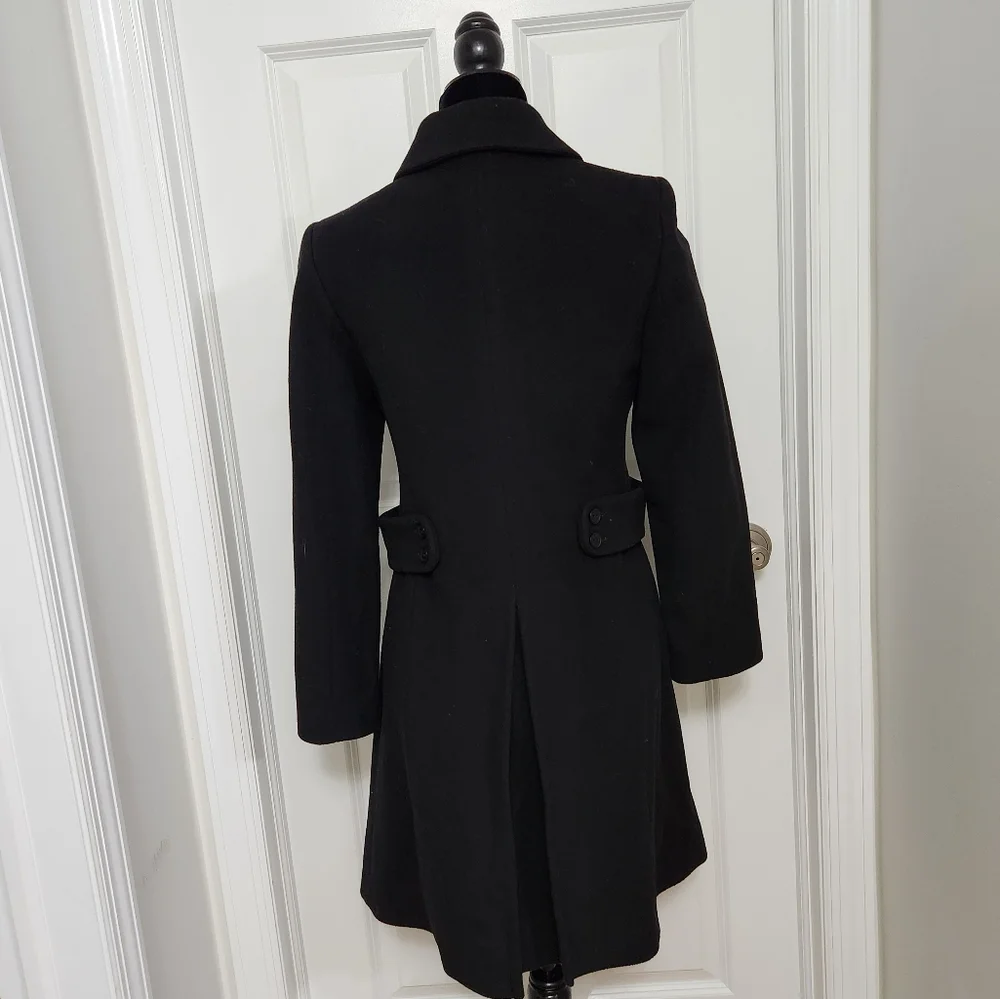 Via Spiga Black Wool and Cashmere Blend Hidden Button Coat - Picture 2 of 7
